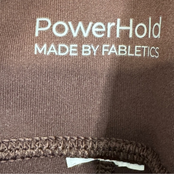 🍫 Fabletics PowerHold Leggings XS Brown Tan Colorblock Pocket High Rise - Picture 3 of 4